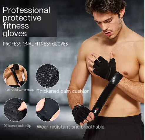 Men's Half-Finger Workout Gloves for Pull-Up Training