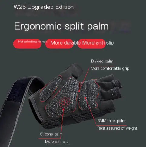 Men's Half-Finger Workout Gloves for Pull-Up Training